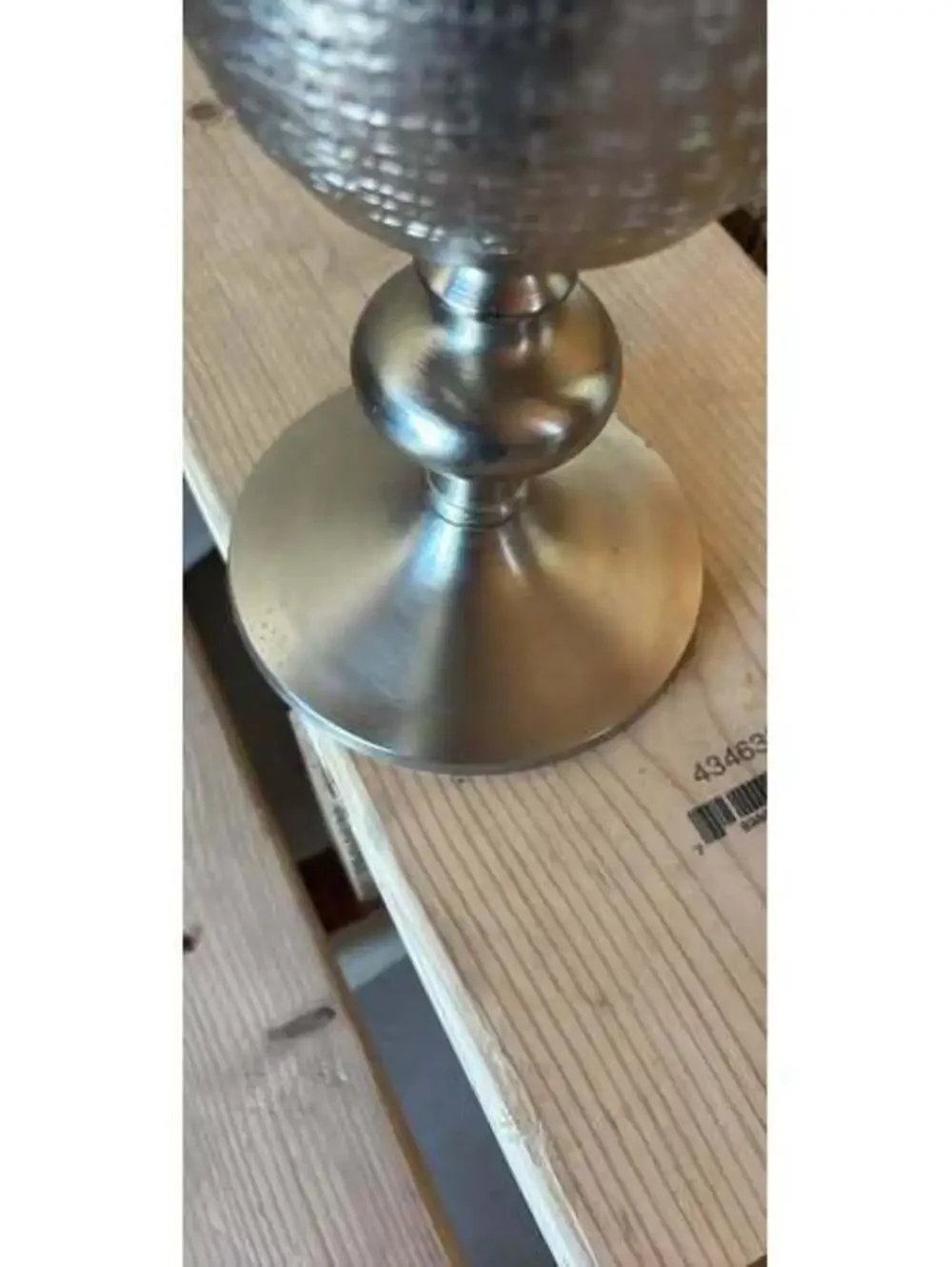 Torvi Hammered Silver Aluminum Pedestal Vase 20”